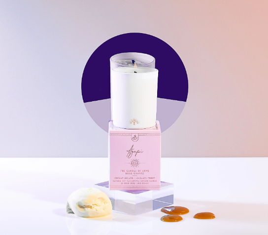 Three Suns MINI Agapi' | Crystal Infused Candle of Love | Creamy Vanilla Gelato & Caramel Frost