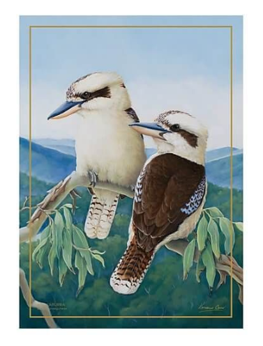Maxwell & Williams Birds of Australia Katherine Castle 10 Year Anniversary Tea Towel - 50x70cm - Kookaburra