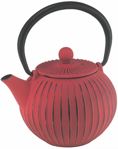Avanti Cast Iron Tea Pot 500ml Ribbed Red*