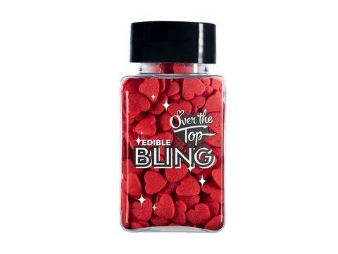 Over The Top Edible Bling Love Hearts Red 55g