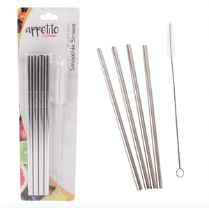Appetito Stainless Steel Smoothie Straws Set of 4