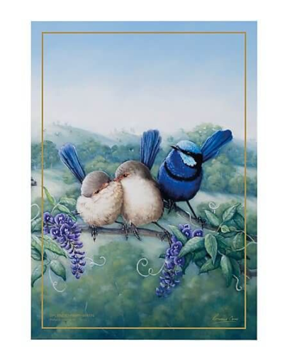 Maxwell & Williams Birds of Australia Katherine Castle 10 Year Anniversary Tea Towel - 50x70cm - Splendid Fairy Wren
