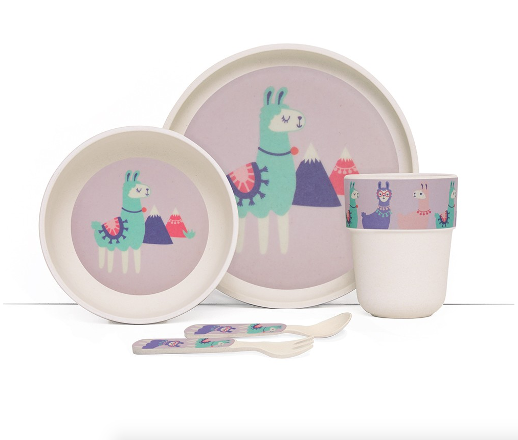 Penny Scallan Bamboo Mealtime Dinner Set with Cutlery - Loopy Llama