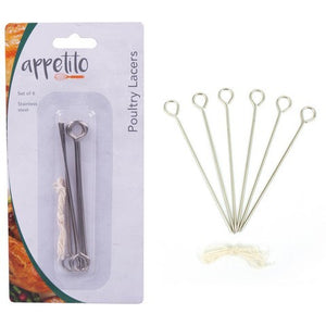 Appetito Stainless Steel Poultry Lacers Set of 6