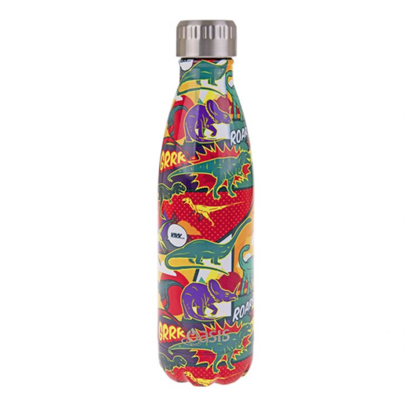 Oasis Stainless Steel Insulated Drink Bottle 500ml - Dinosaurs *