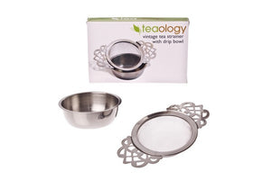 Teaology Vintage Tea Strainer with Drip Bowl