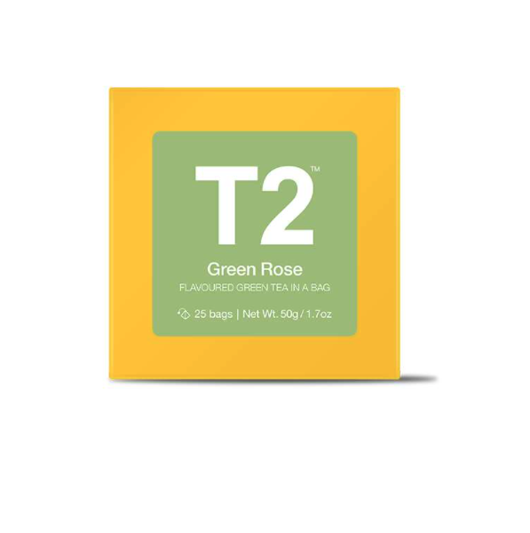T2 Tea Bag Green Rose 25pk Gift Cube