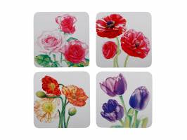 Maxwell & Williams  Katherine Castle Floriade Cork Back Coaster 10.5cm Set of 4 Assorted Gift Boxed