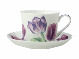 Maxwell & Williams Katherine Castle Floriade Breakfast Cup & Saucer 480ML Gift Boxed Tulips