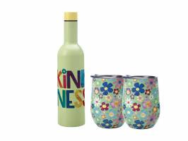 Maxwell & Williams Kasey Rainbow Be Kind Double Wall Insulated Wine Set 3pc Gift Boxed - Kindness*