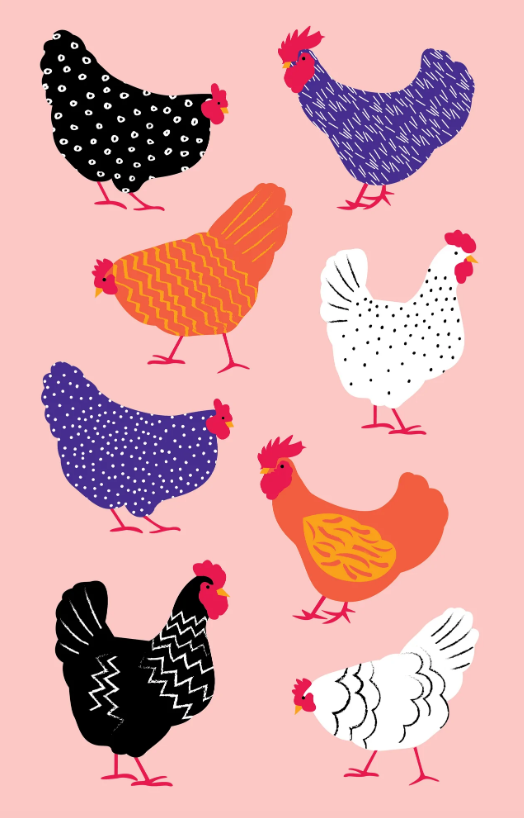 All Gifts Australia Tea Towel - Bright Hens