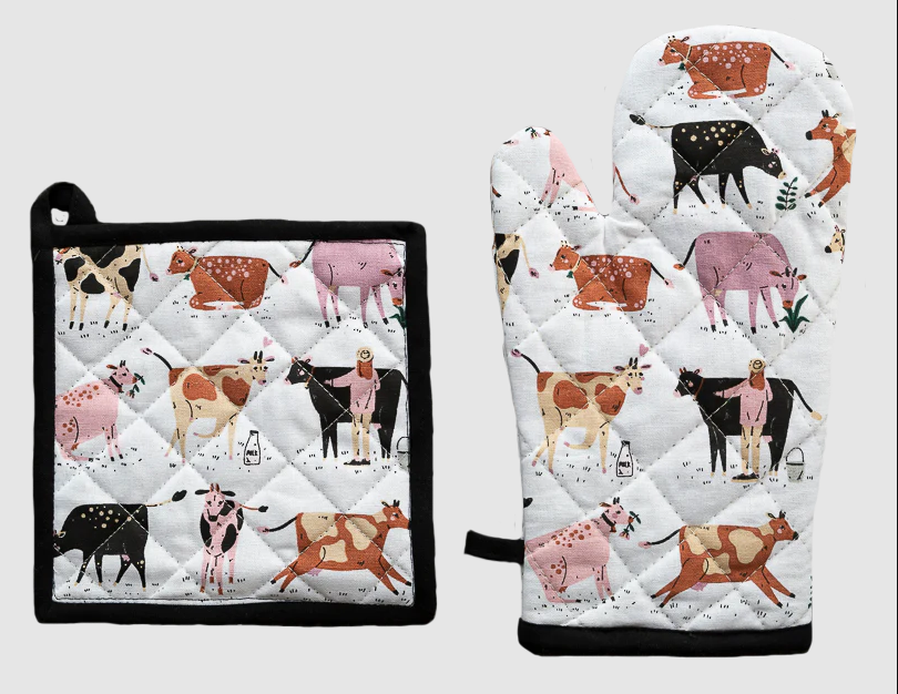 All Gifts Australia Oven Glove/Pot Holder - Dairy Cows