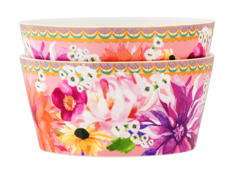 Maxwell & Williams Teas & C's Dahlia Daze Bowl 12cm Set of 2 Pink Gift Boxed
