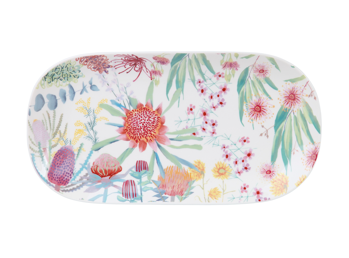 Maxwell & Williams Royal Botanic Gardens Native Blooms Oval Platter 33x17.5cm Gift Boxed