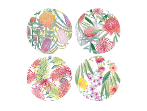 Maxwell & Williams Royal Botanic Gardens Native Blooms Ceramic Coaster 10.5cm Set of 4 Gift Boxed