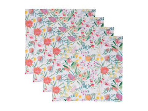 Maxwell & Williams Royal Botanic Gardens Native Blooms Cotton Napkin Set of 4 45x45cm