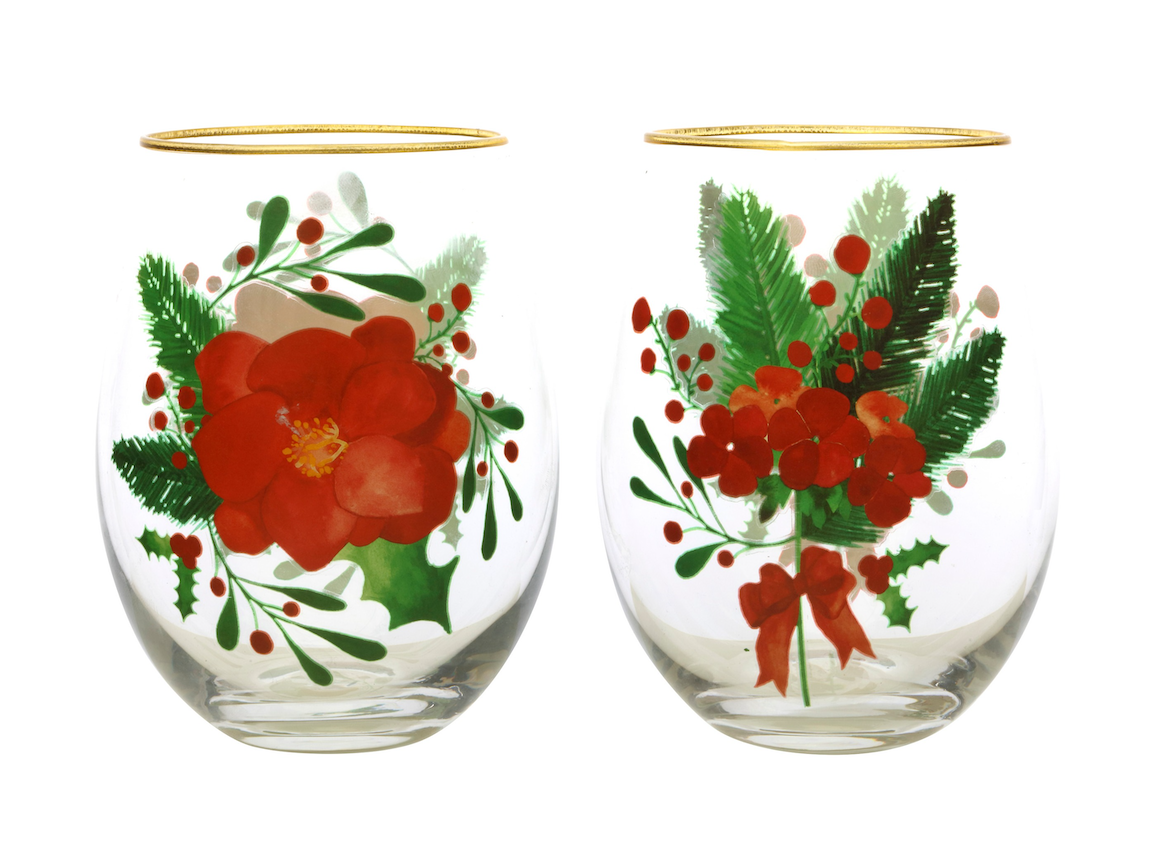Maxwell & Williams Mistletoe Stemless Glass 500ML Set of 2 Gift Boxed