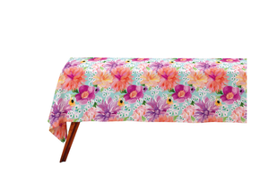 Maxwell & Williams Teas & C's Dahlia Daze Cotton Rectangular Tablecloth 270x150cm Sky