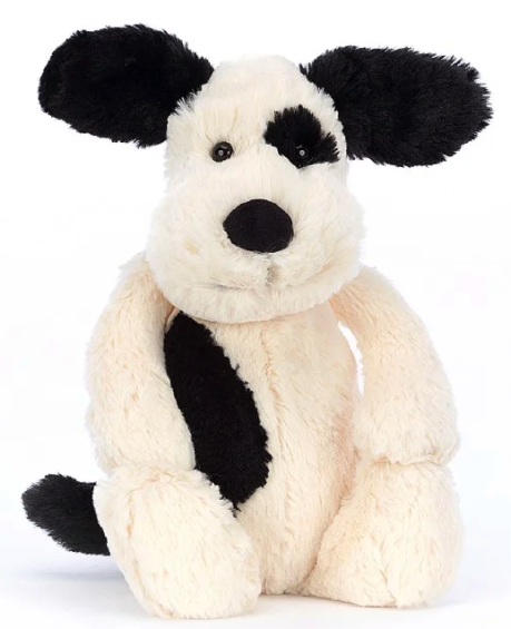 Jelly Cat Bashful Puppy Medium - Black and Cream