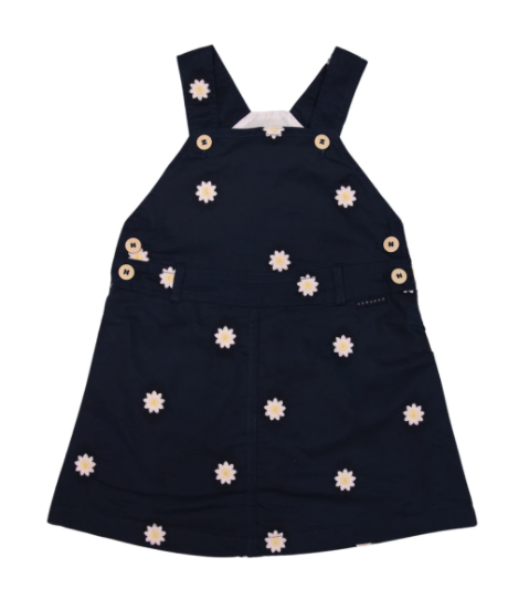 Korango Flower Embroidered Pinafore - Navy