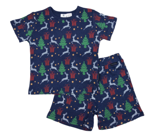 Korango Xmas PJ Shirt and Short - Navy