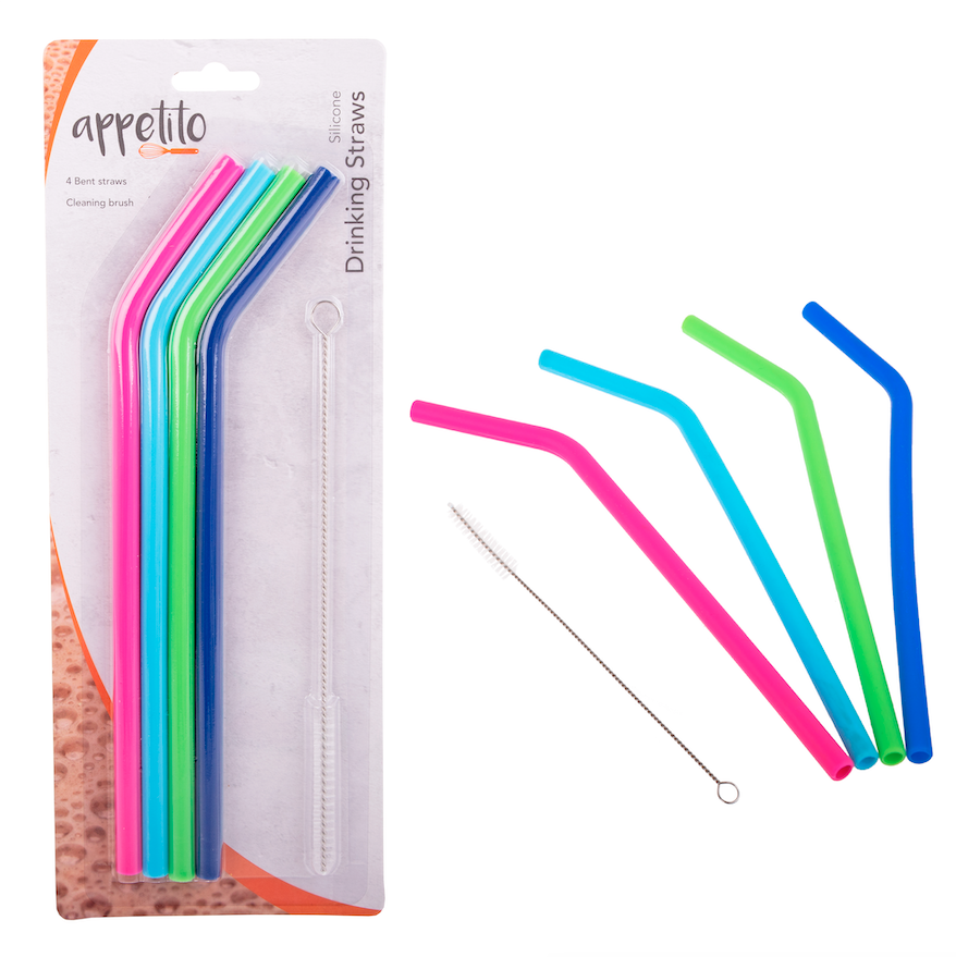 Appetito Silicone Drinking Straws Set of 4