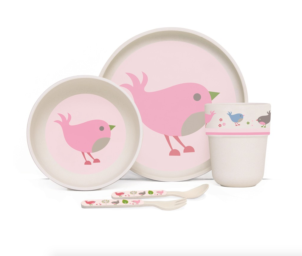 Penny Scallan Bamboo Mealtime Dinner Set with Cutlery - Chirpy Bird