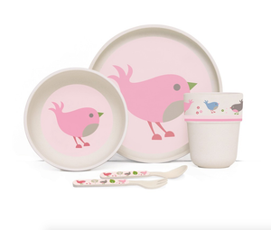 Penny Scallan Bamboo Mealtime Dinner Set with Cutlery - Chirpy Bird