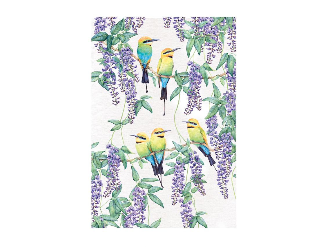 Maxwell & Williams Royal Botanic Gardens - Garden Friends Tea Towel 50x70cm Rainbow Bee-Eater *